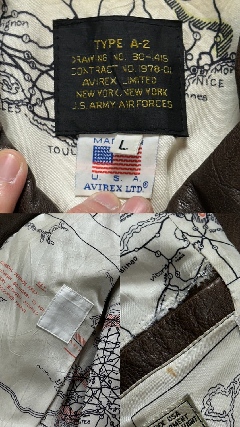 90's OG USA Made 아비렉스 A2 레더 자켓 봄버 자켓 상품이미지9