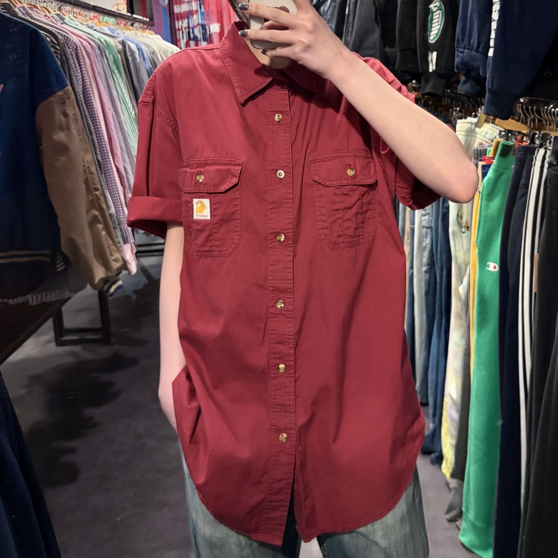[IM] Carhartt 칼하트 투포켓 반팔 셔츠 레드 상품이미지2