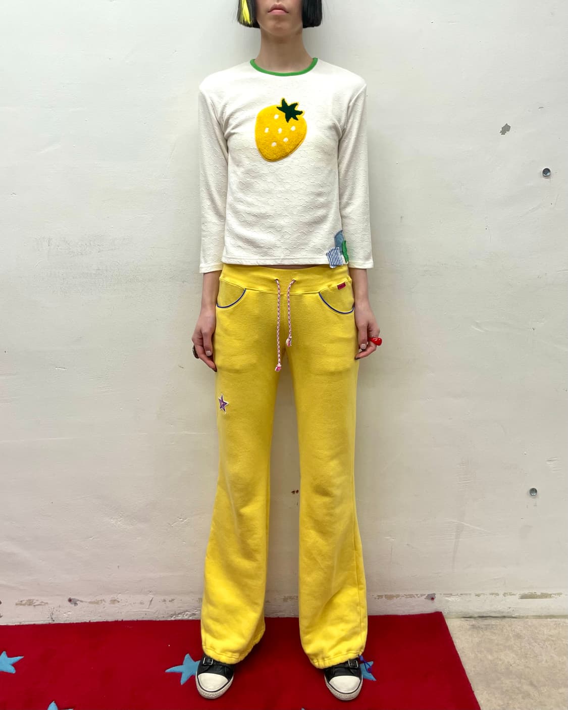 Yellow Strawberry Patchwork Half Sleeve 상품이미지5
