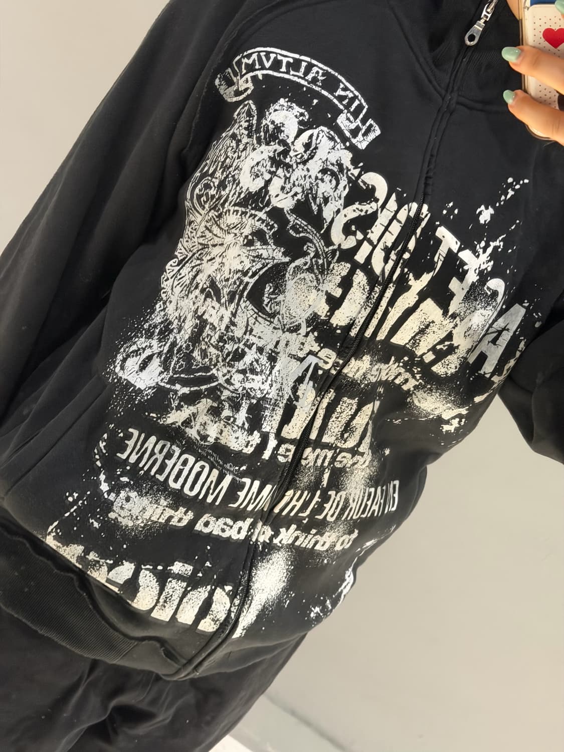 punk printing high-neck zip-up 상품이미지5