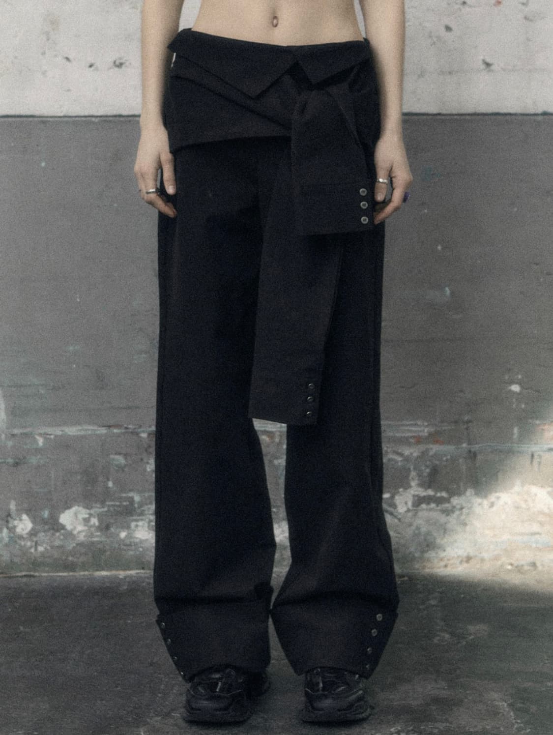 보헤미안 서울 TURNUP WIDE SHIRT PANTS, BLACK 상품이미지1