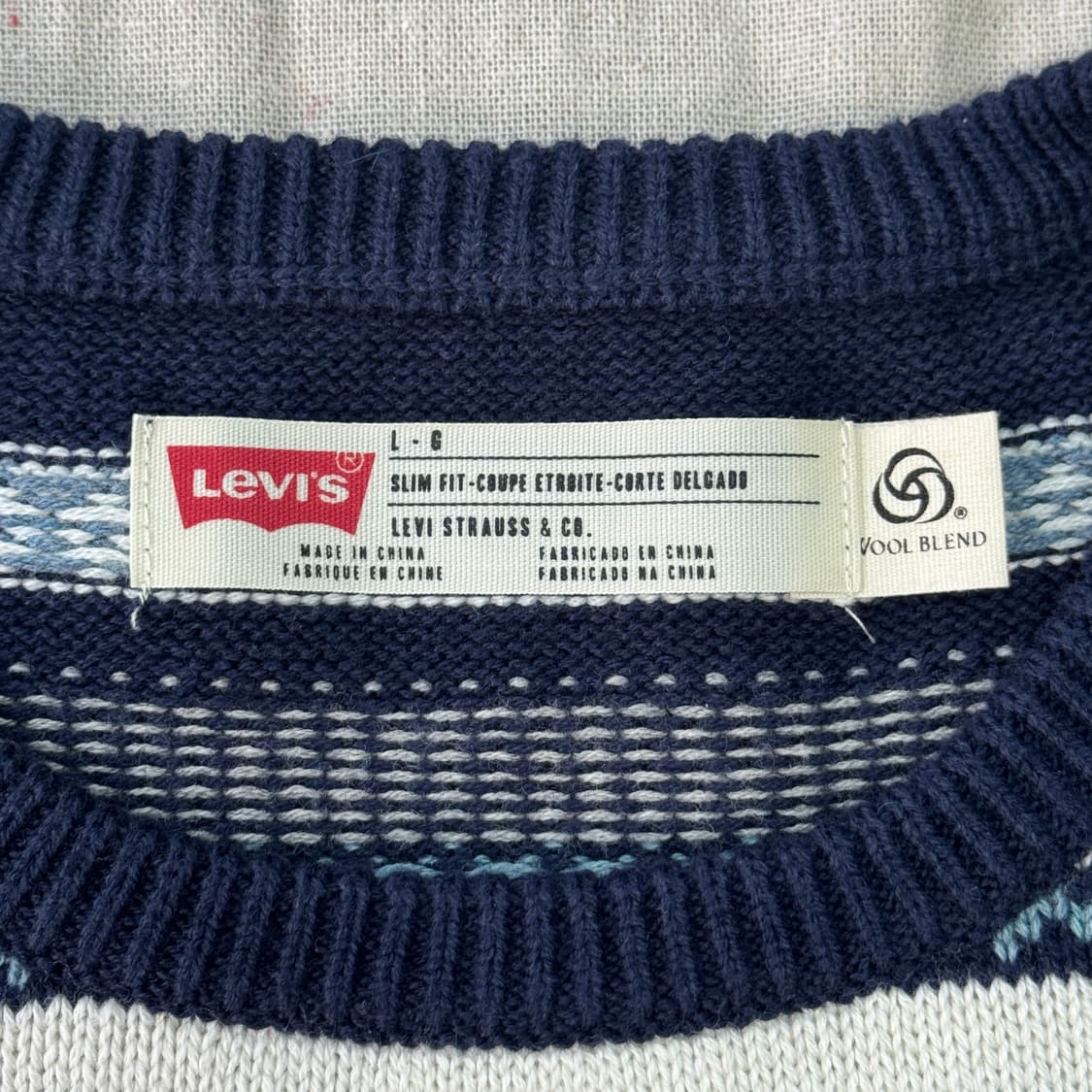 리바이스 페어아일 네이비탭 눈꽃 니트 L 상품이미지5