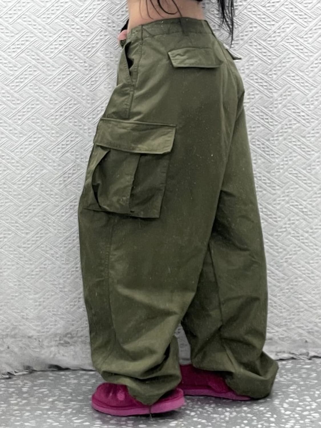 빅유니온 스트릿 힙합 빅사이즈 말차카키 카고팬츠 L C08192 상품이미지2