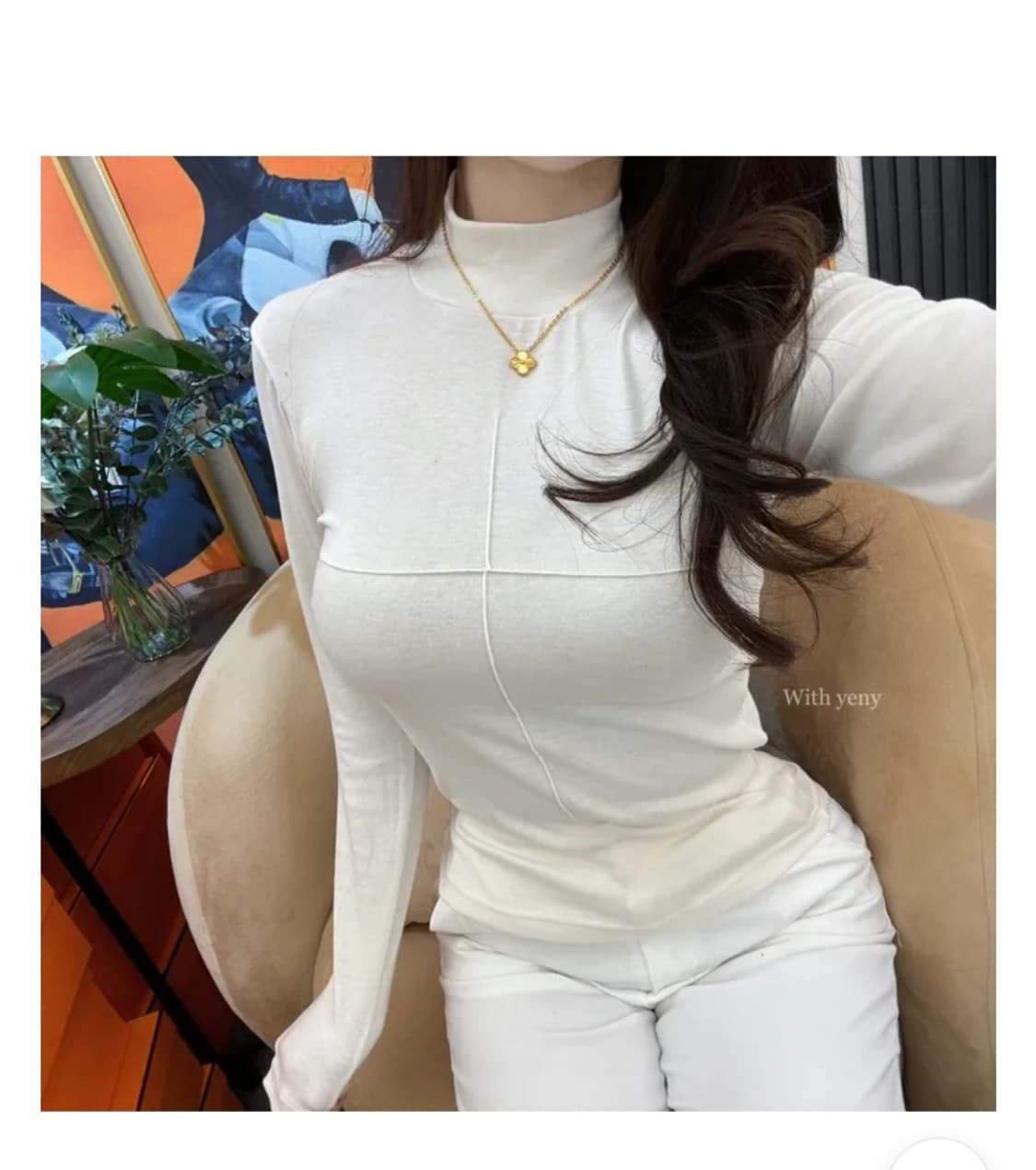 다미 십자 긴팔 반목 티셔츠 Free 상품이미지1