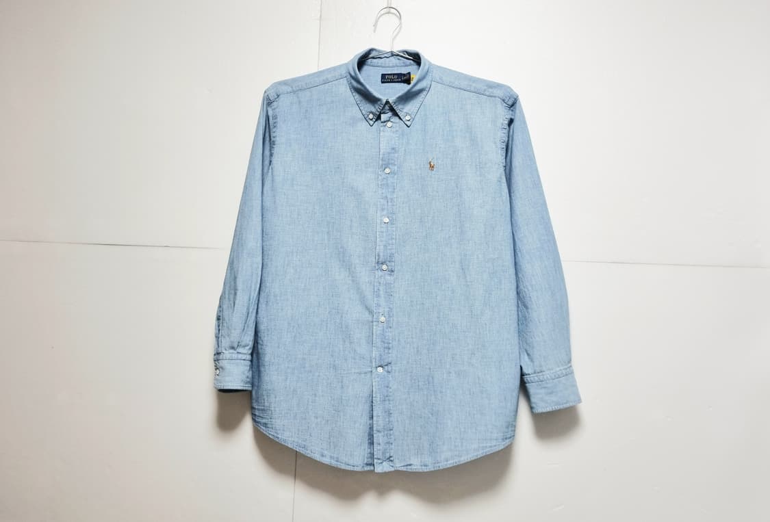 남성 여성 공용 2024 폴로 큐알 데님 청 긴팔 남방 셔츠 상품이미지4