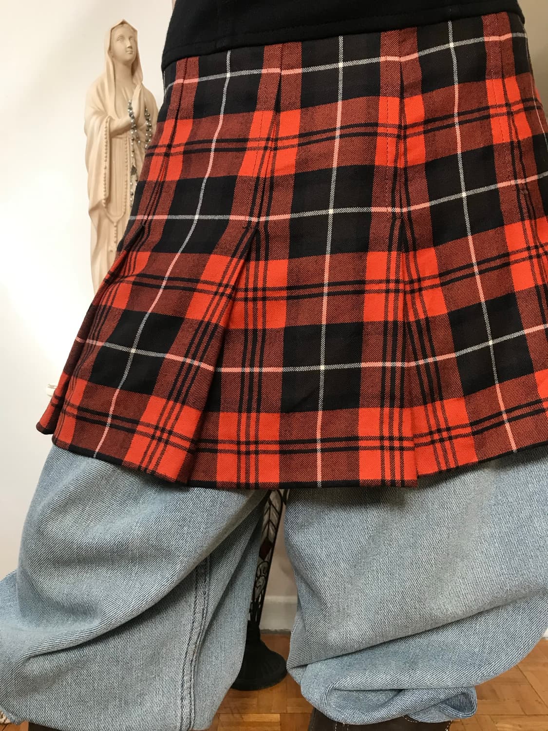 vintage check pleats one-piece 상품이미지3