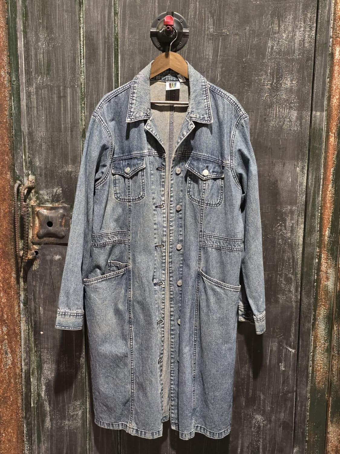 90s NO PROBLEM Denim Long Jacket 상품이미지1