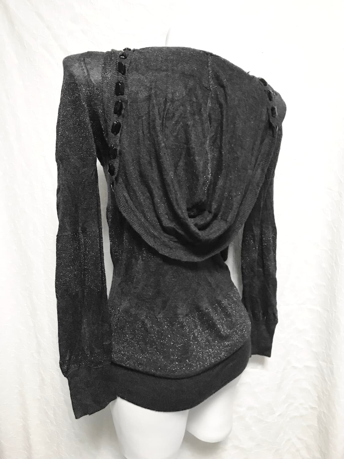 빈티지 vkei 펑크 스터드 글리터 니트 후드 롱슬리브 탑 상품이미지3