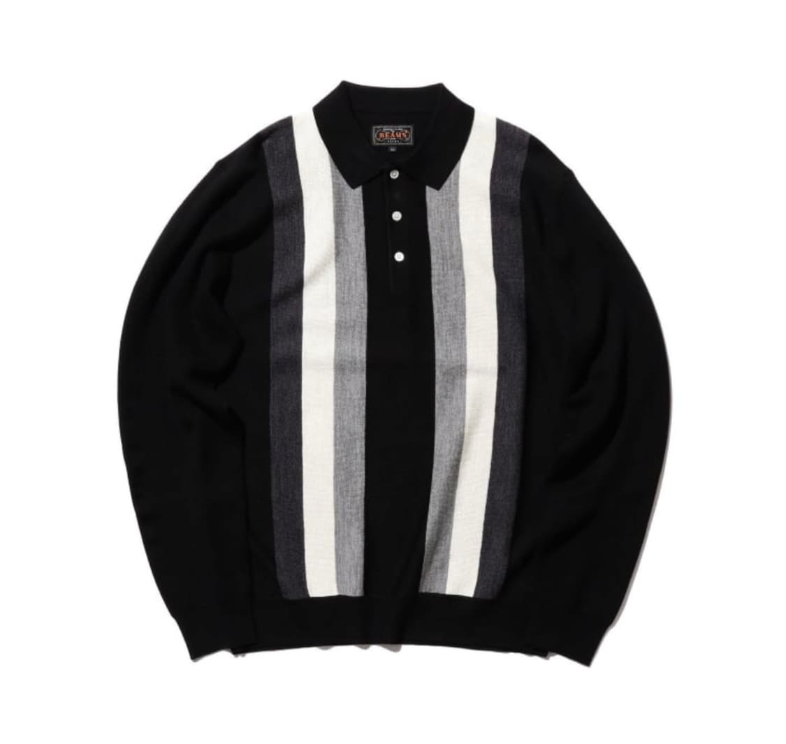 beams plus 스트라이프 니트 폴로 상품이미지1