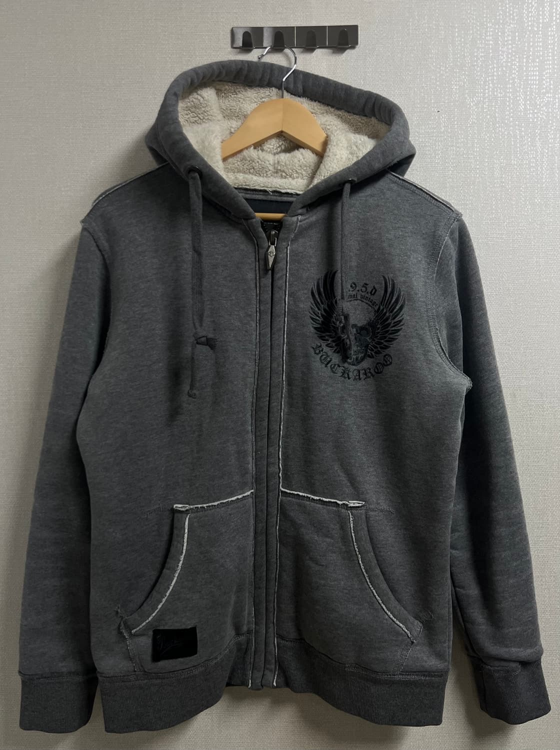 버커루 해골 빈티지 양털 후드집업 상품이미지1