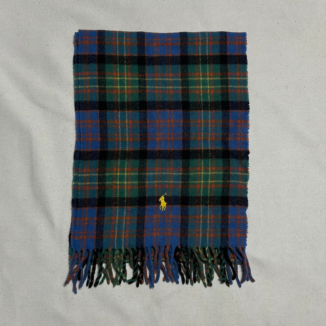 OS 폴로랄프로렌 옐로우 포니 체크 패톤 울 머플러 상품이미지2