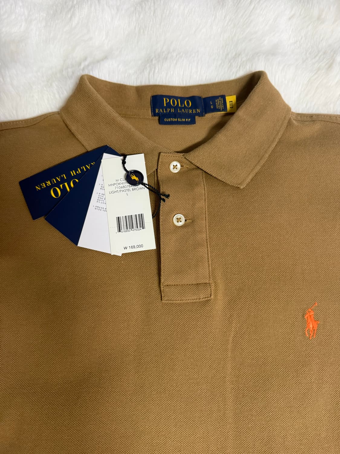 [L] 폴로랄프로렌 현행 반팔 폴로 파스텔 브라운 상품이미지1