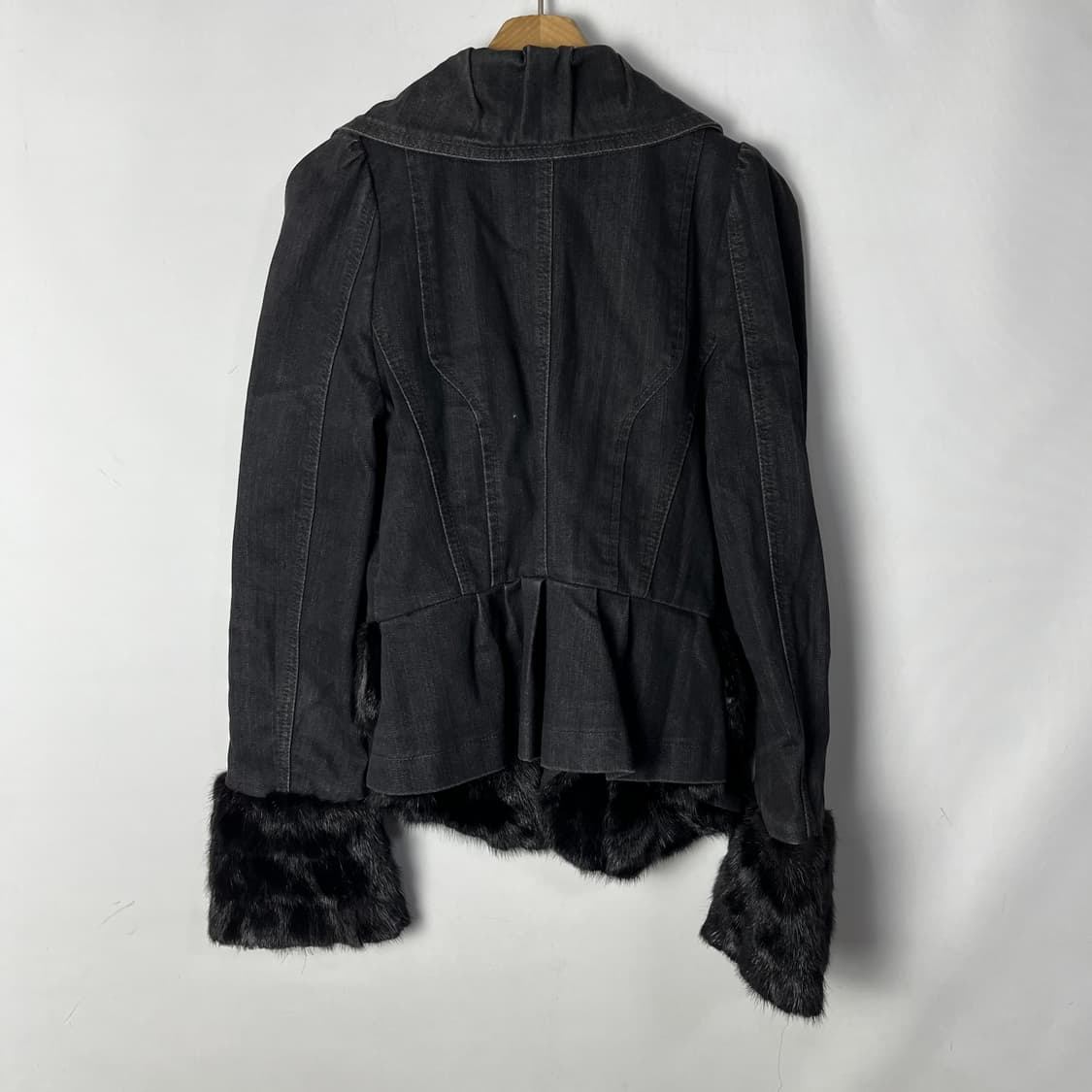 [VTG] 데님 앤 밍크퍼 드레이프 자켓 상품이미지2