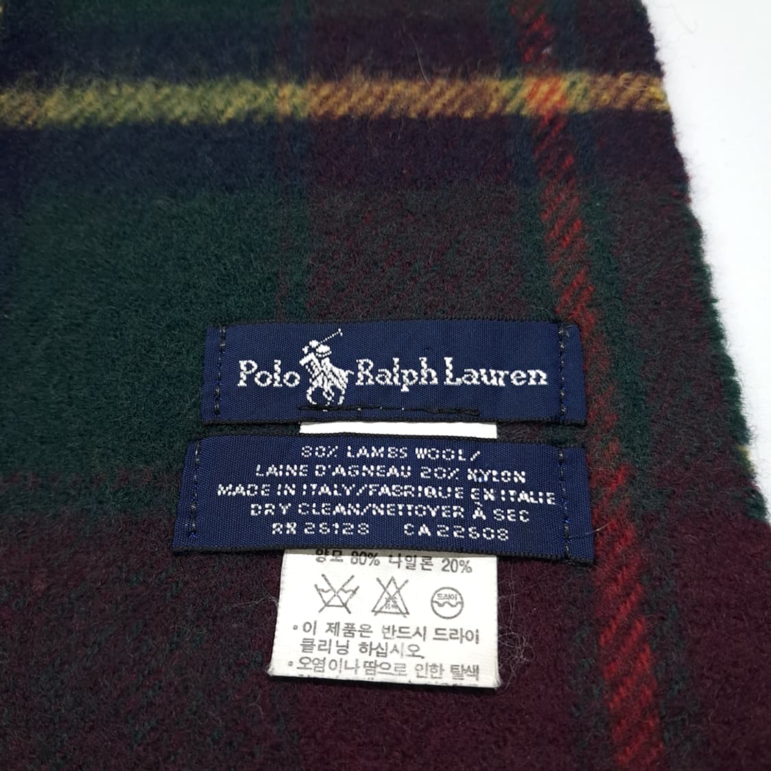 MX507 폴로 90s 이태리판 램스울 타탄체크 버건디 머플러목도리 상품이미지4