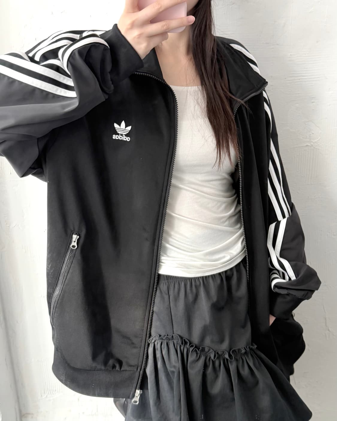 Adidas 아디다스 신형 블랙 사이드지퍼 스토퍼 바람막이 자켓 상품이미지1