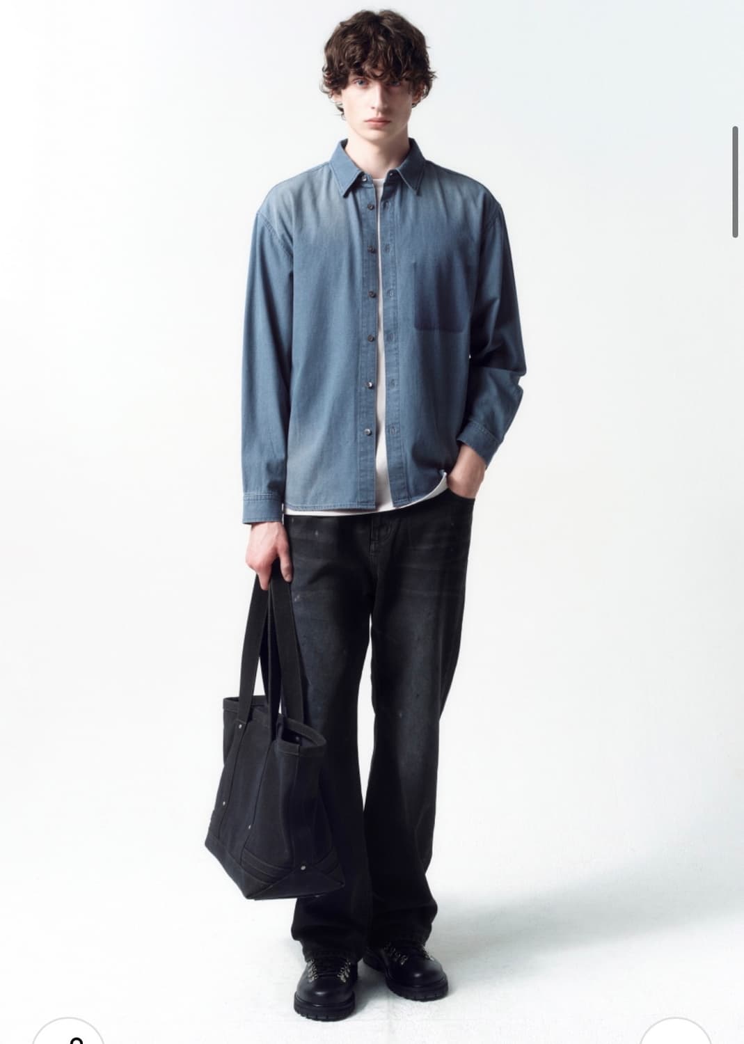 인사일런스 고스트 포켓 데님 셔츠 WASHED BLUE L사이즈 상품이미지3