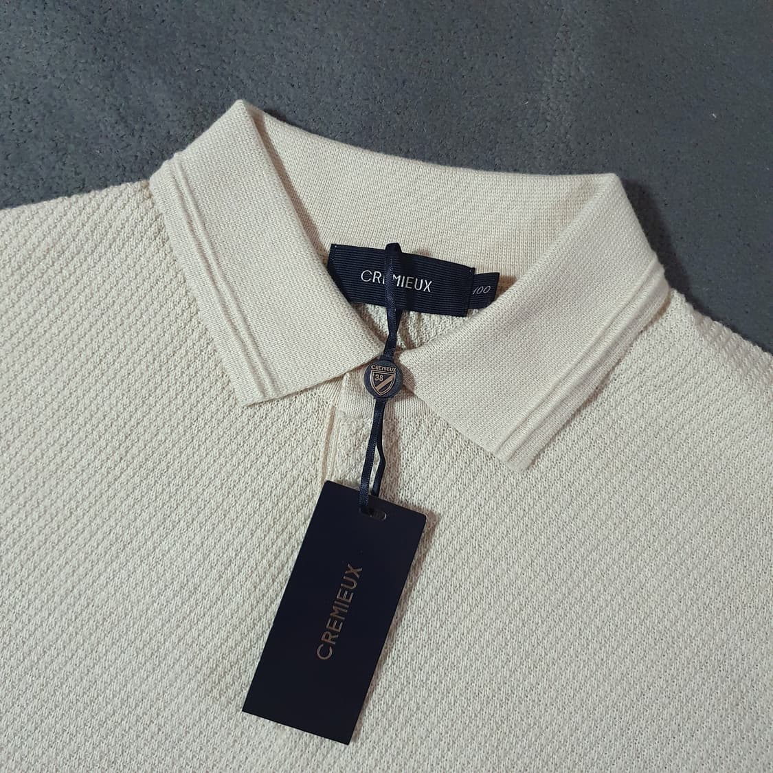 새상품 다니엘크레뮤 캐시미어 블렌디드 카라 니트 100 크림 상품이미지1