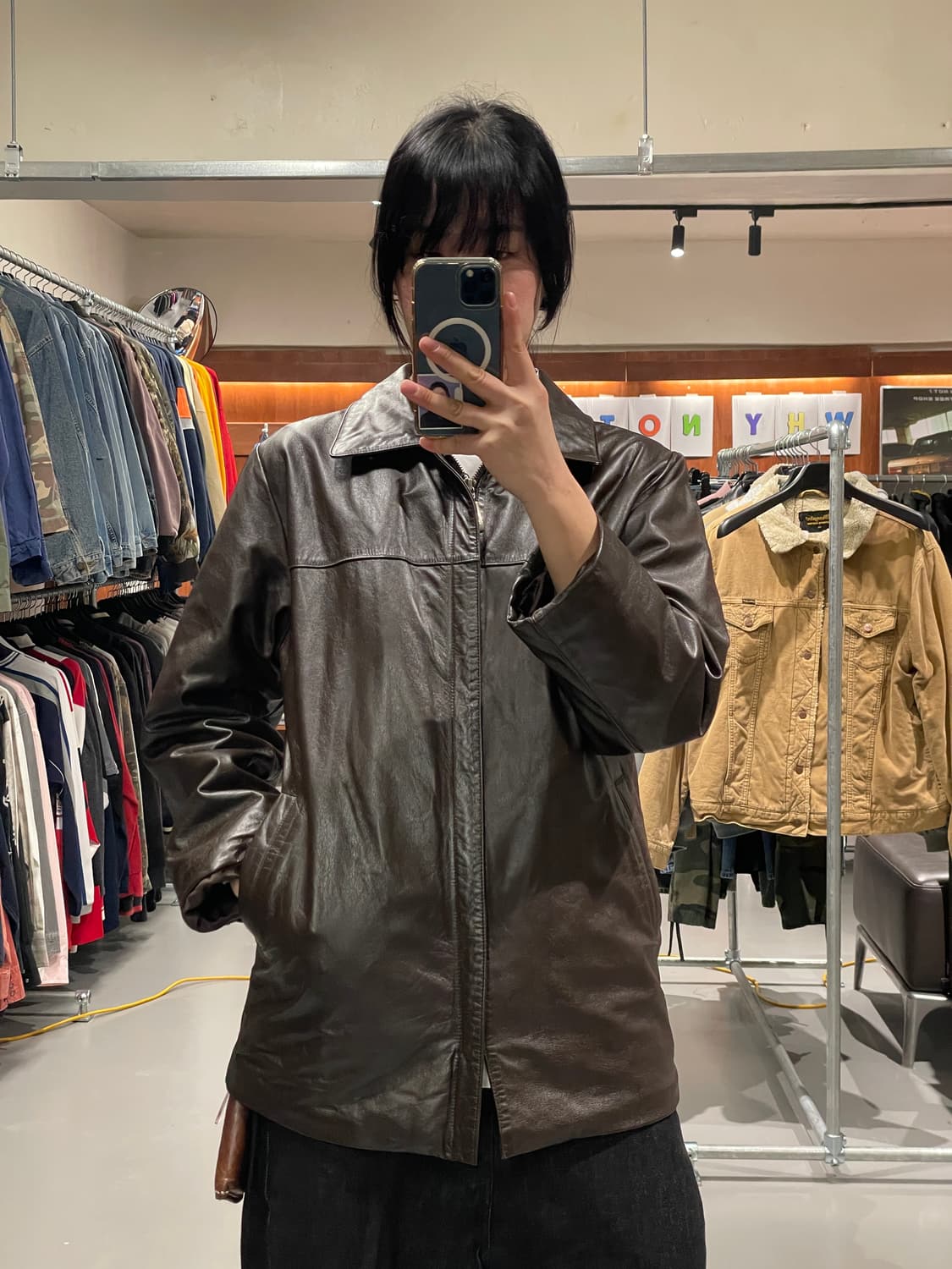 빈티지 소가죽 반코트 자켓 (women) 상품이미지1