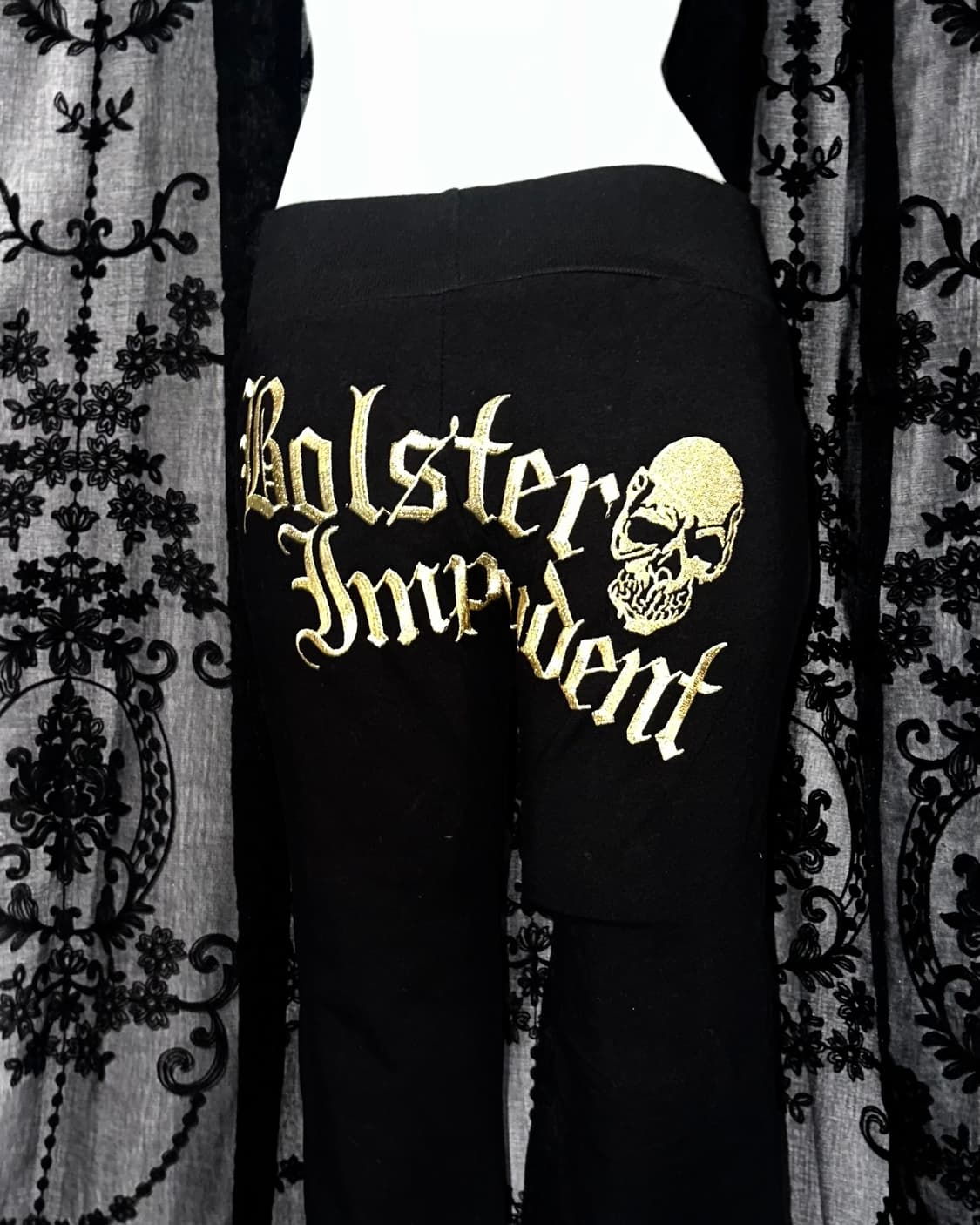 gold skull gothic black jogger 상품이미지4