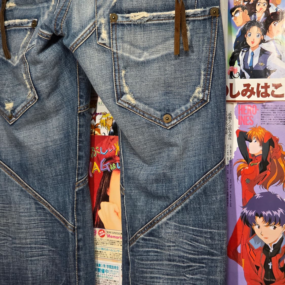 빈티지 로우라이즈 절개 스트랩 디스 데님 팬츠 상품이미지4