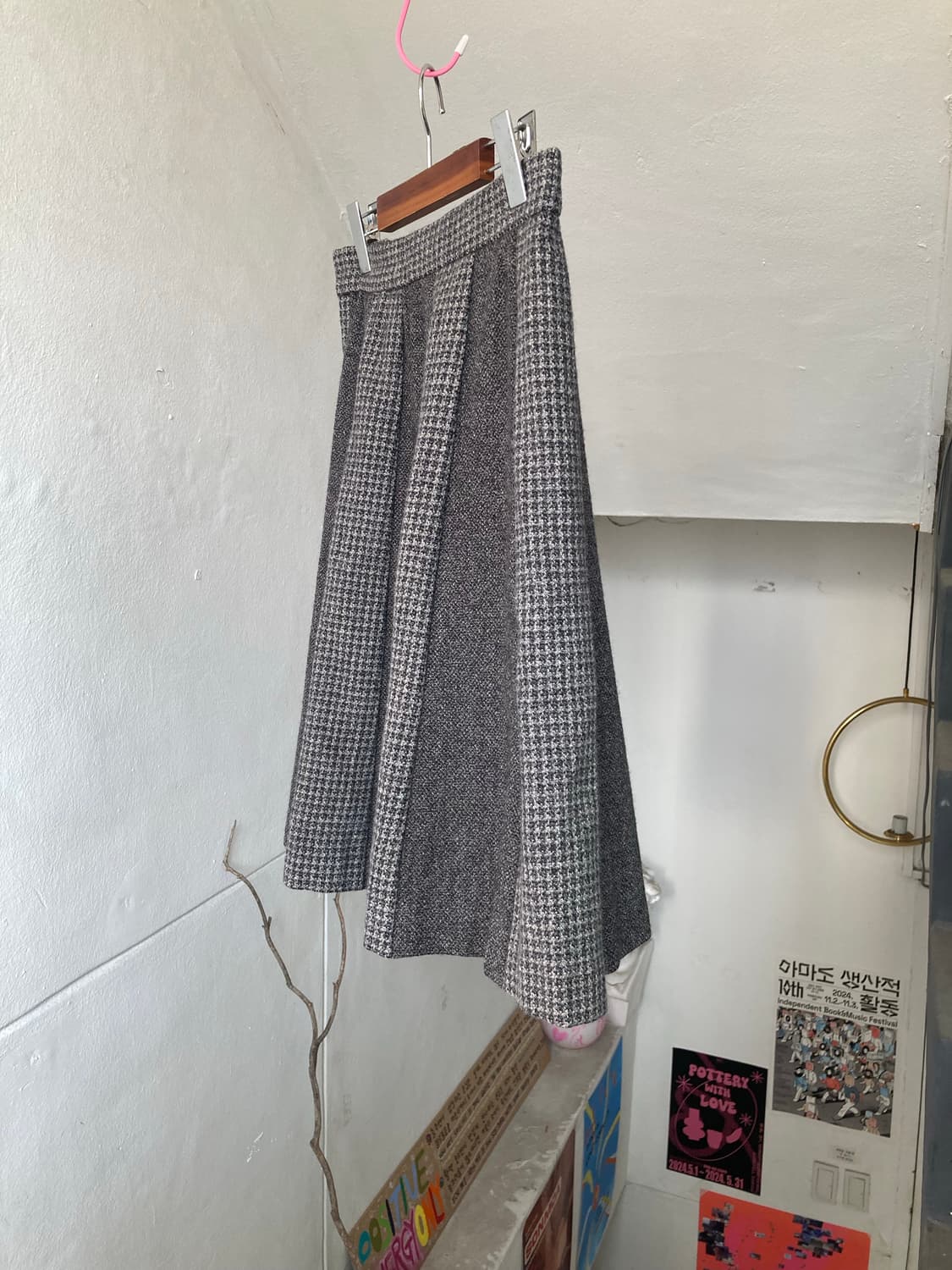 단추 포인트 울 플리츠 스커트 상품이미지7