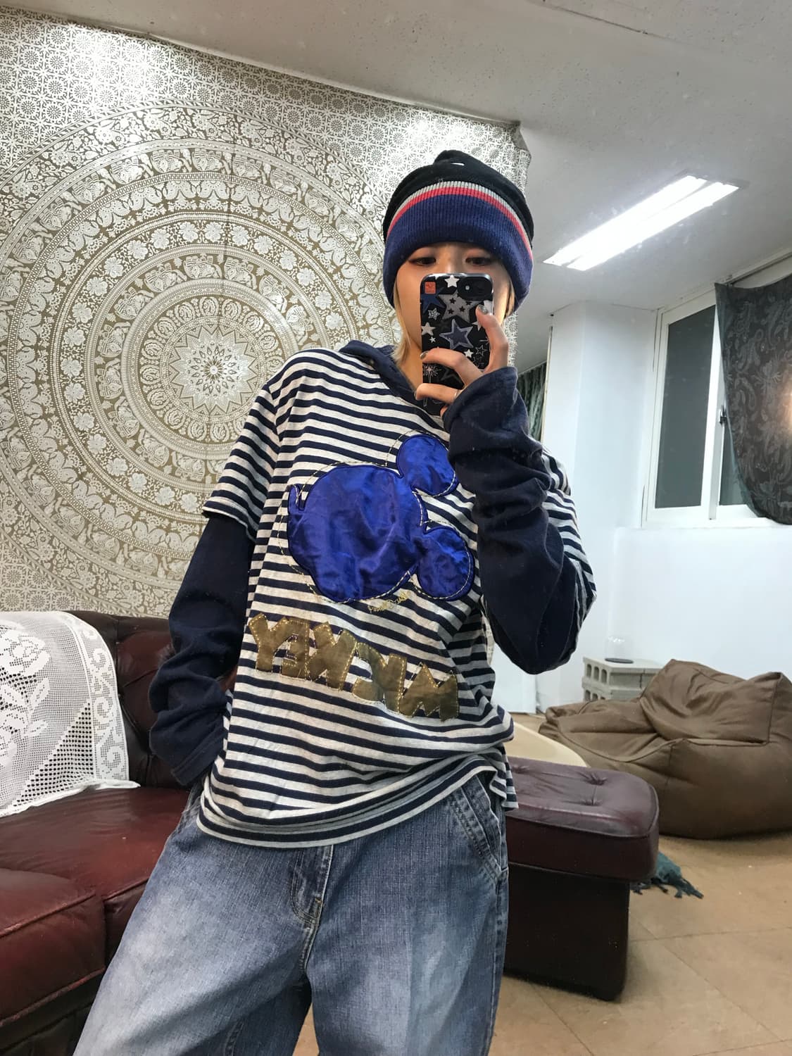 에스크 미키마우스 스트라이프 후드티  상품이미지1