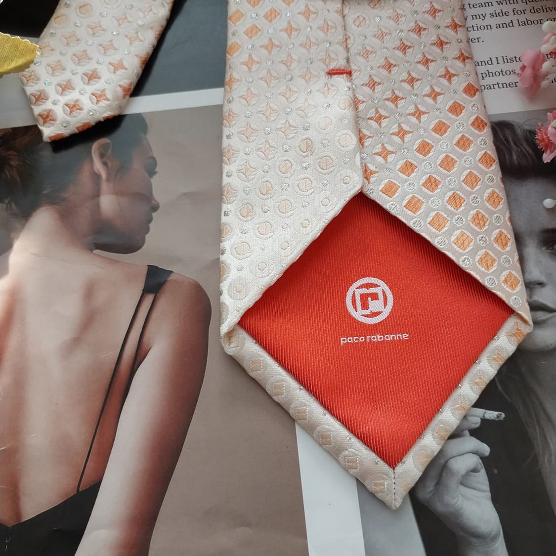 파코라반 실크 아이보리 패턴 넥타이 9.2cm 새상품 K1430
 상품이미지7