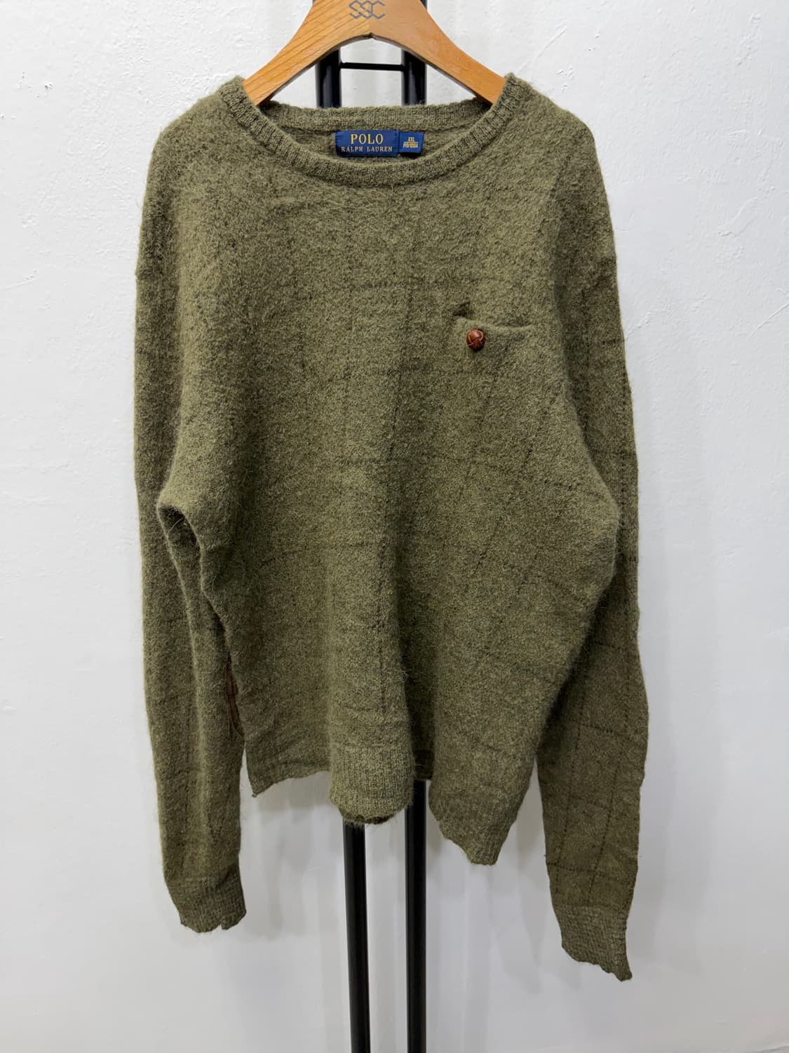 정품) 폴로랄프로렌 엘보 가죽 그린 울 니트 XXL  상품이미지1
