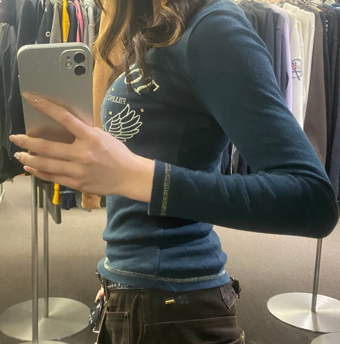 M)Japanese vintage 여성 자수 레터링 롱슬리브 상품이미지2