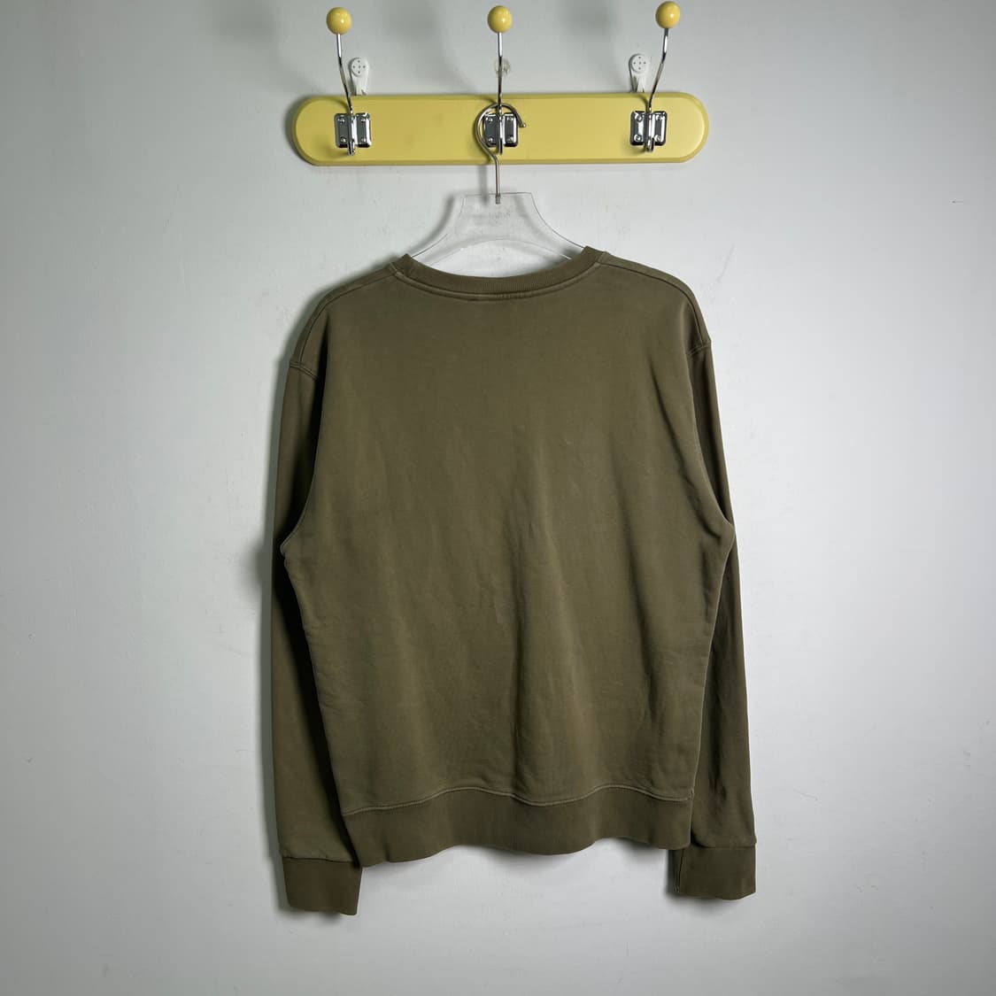 메종키츠네 라지 벨벳 폭스 헤드 패치 카키 맨투맨 M 상품이미지2