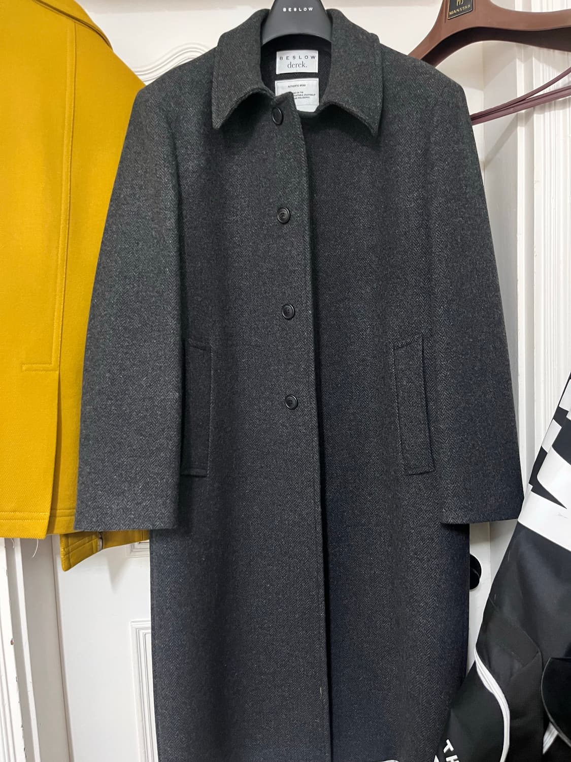 비슬로우X데릭 알파카 맥코트 차콜 헤링본 L 발마칸 코트 상품이미지5