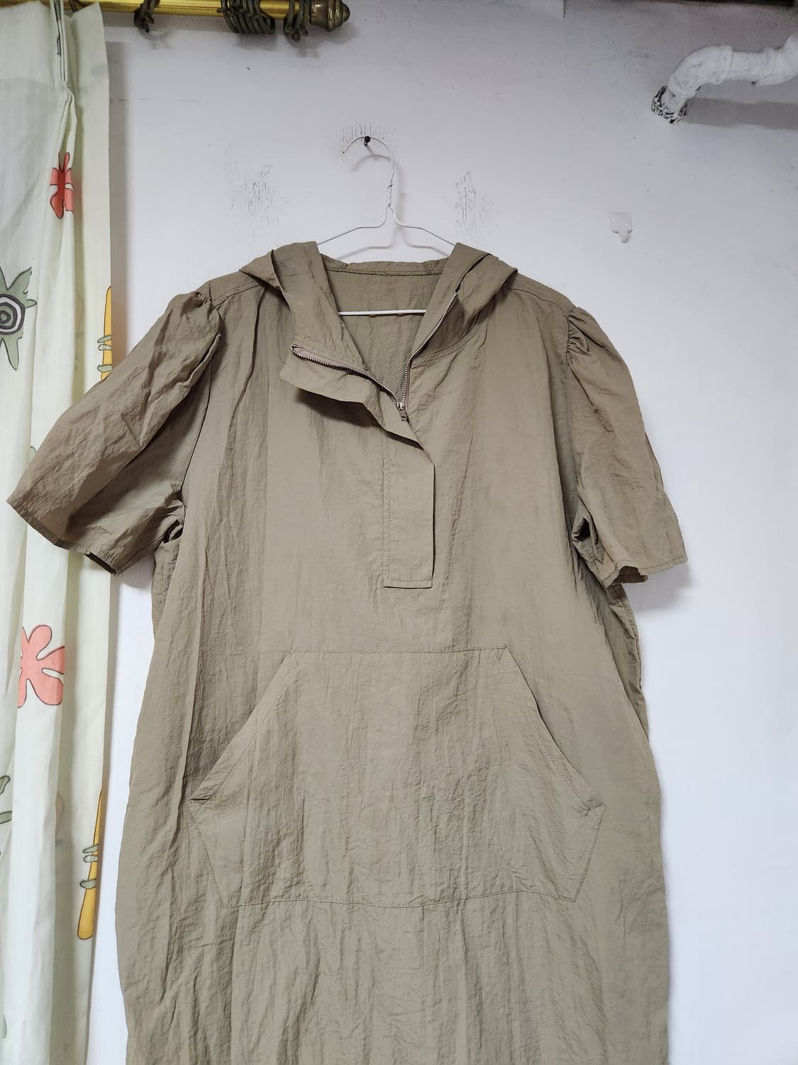 베이지색 반팔 후드 롱 원피스 F(가슴반품59) 상품이미지3