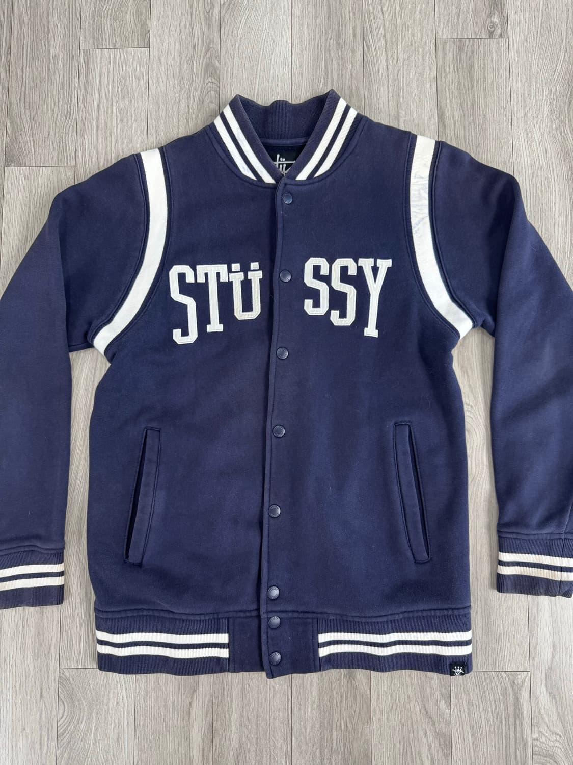 스투시 네이비 바시티 자켓 상품이미지2