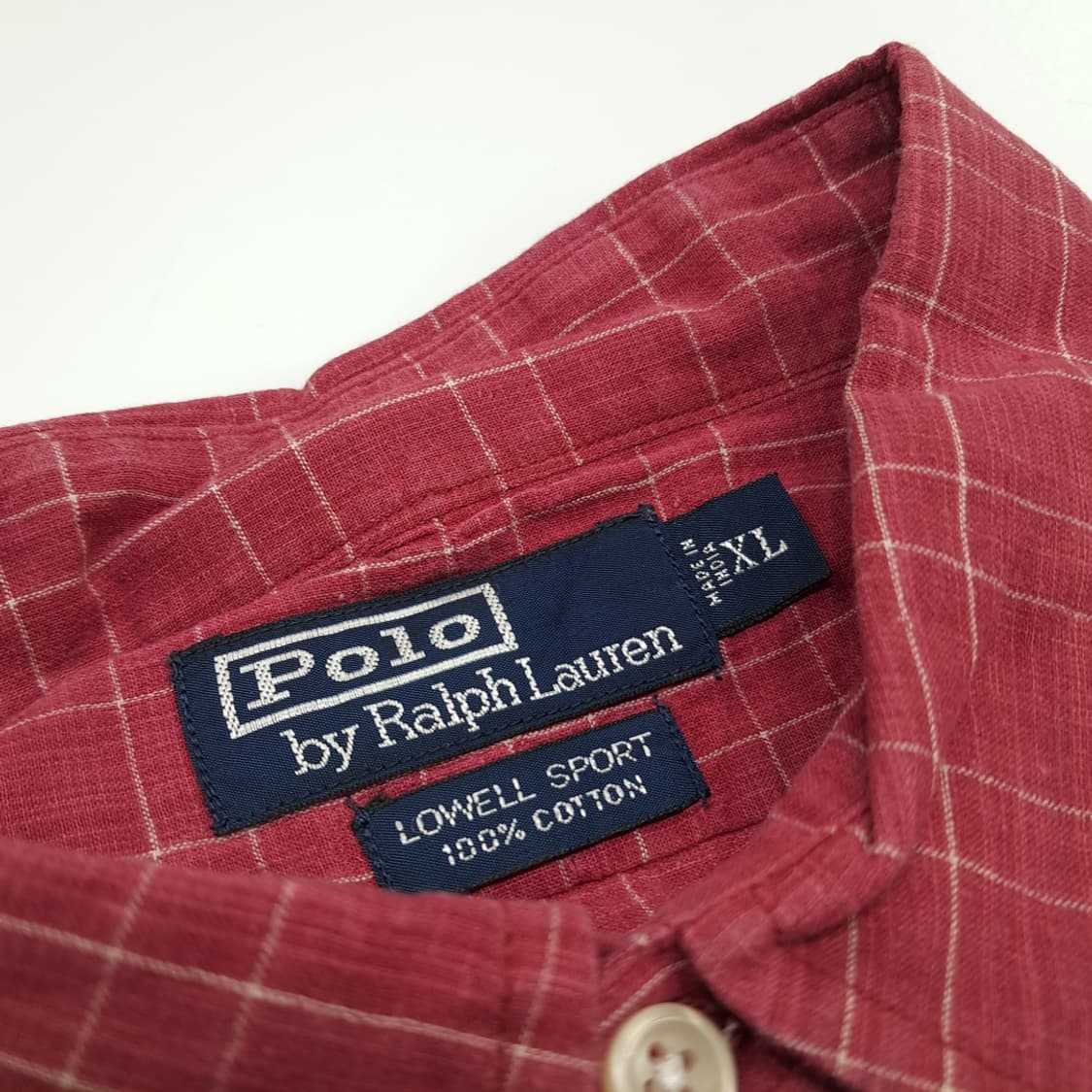 Co995 XL 폴로 랄프로렌 레드와인 멀티윈도우 체크 긴팔 셔츠 남방 상품이미지4