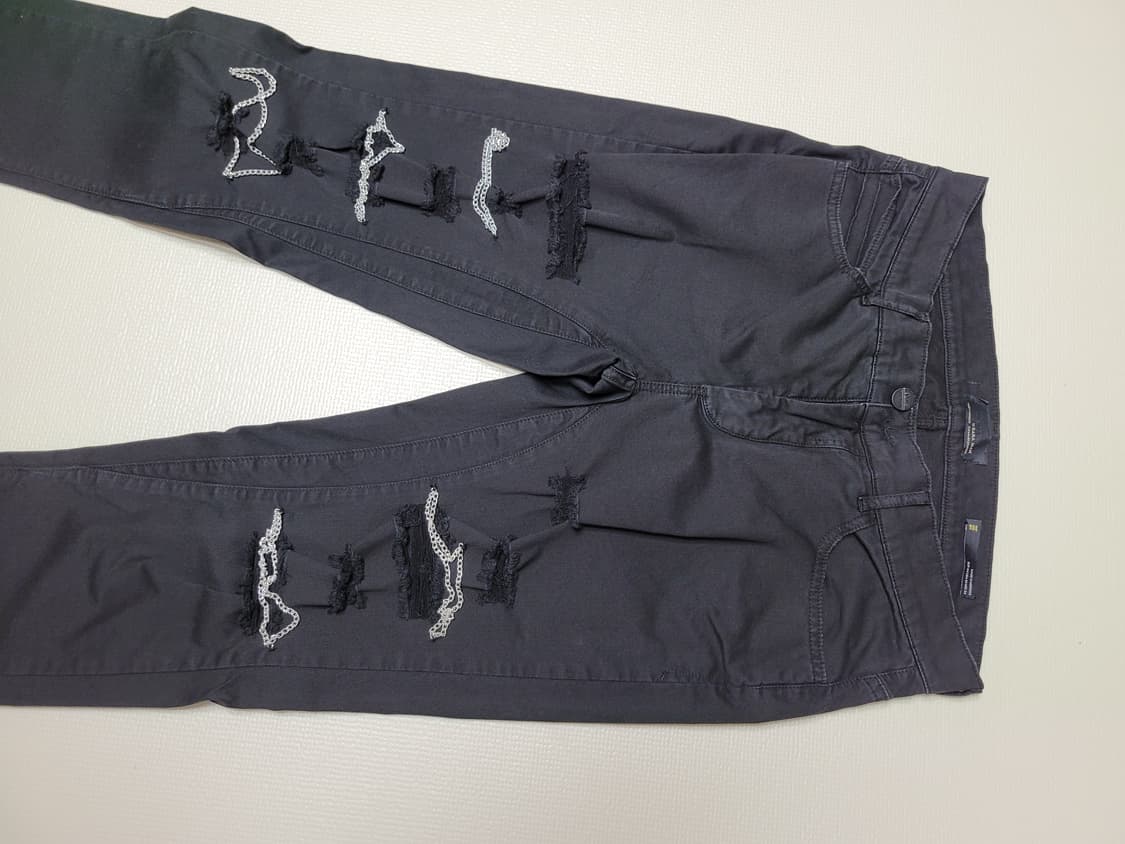 자라맨 ZARAMAN 체인장식 데미지 팬츠 33 블랙 상품이미지3