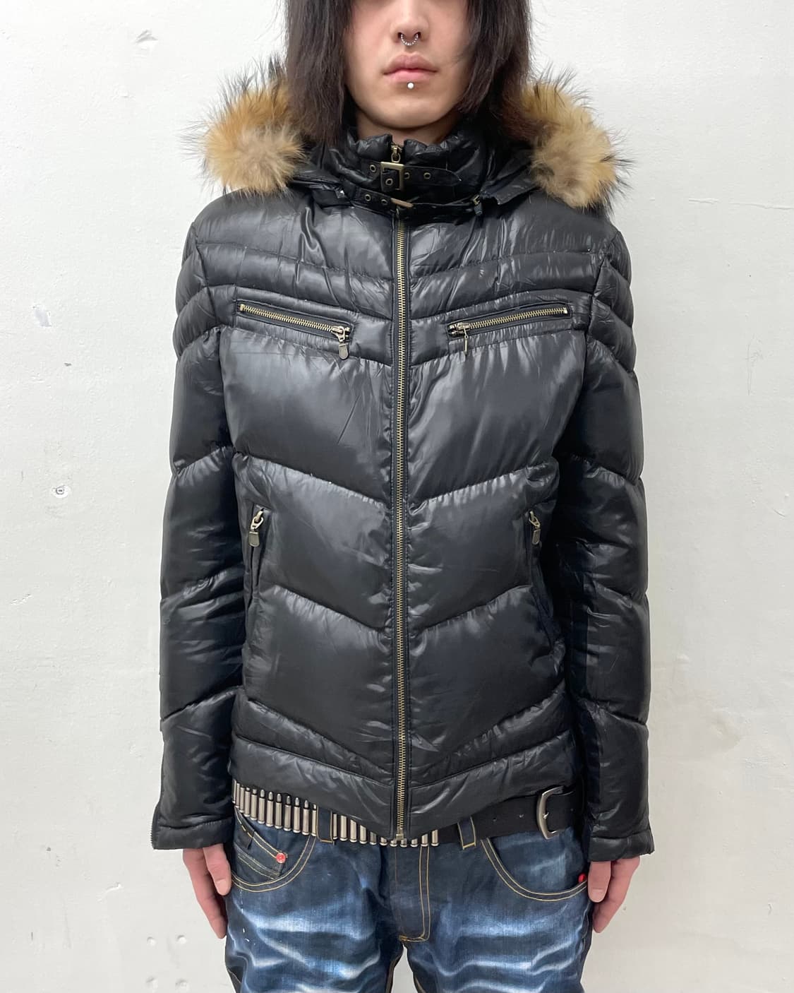 Chic Glossy Black Padded Jacket 상품이미지1