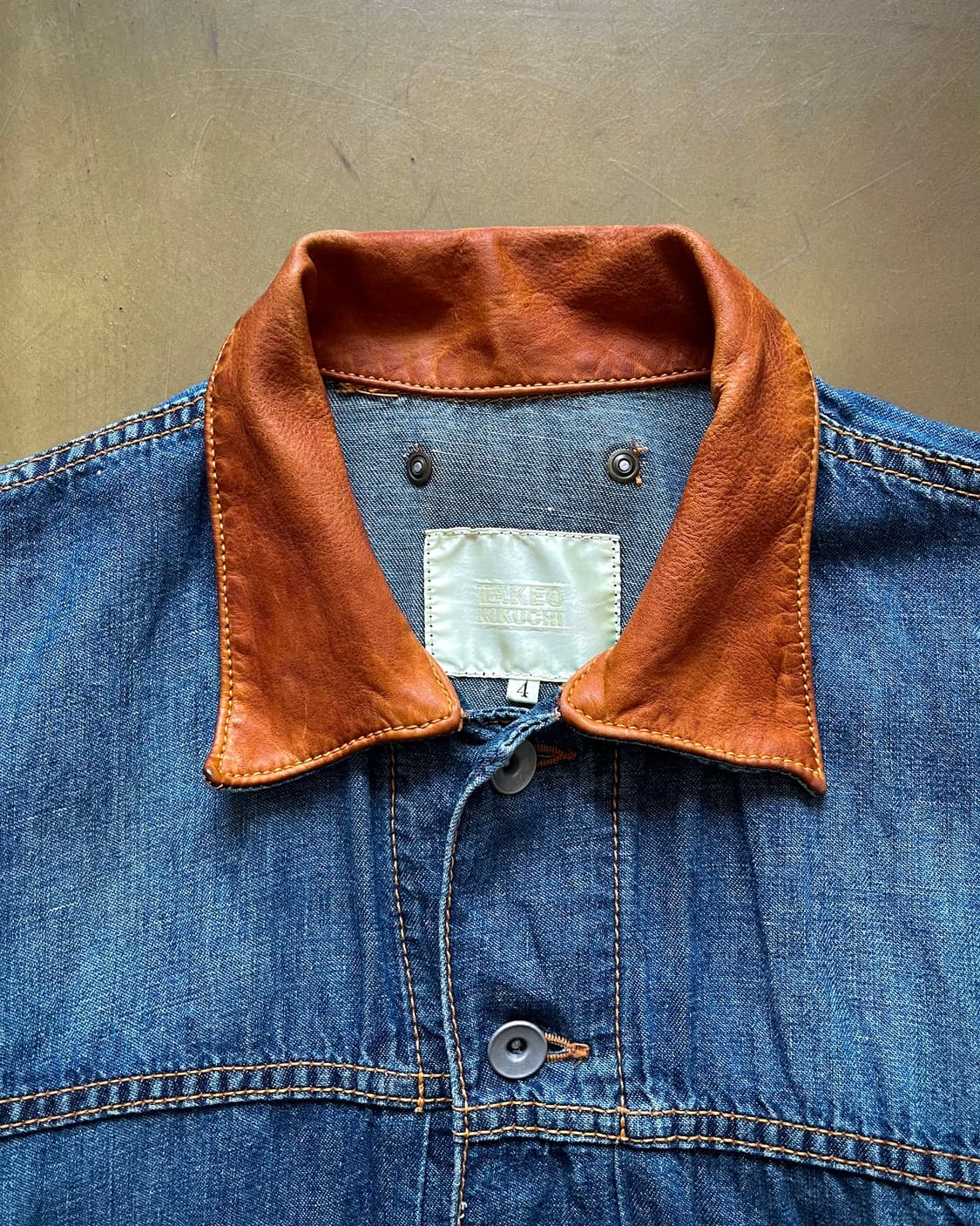 TAKEO KIKUCHI Leather Trim Denim Trucker 상품이미지5