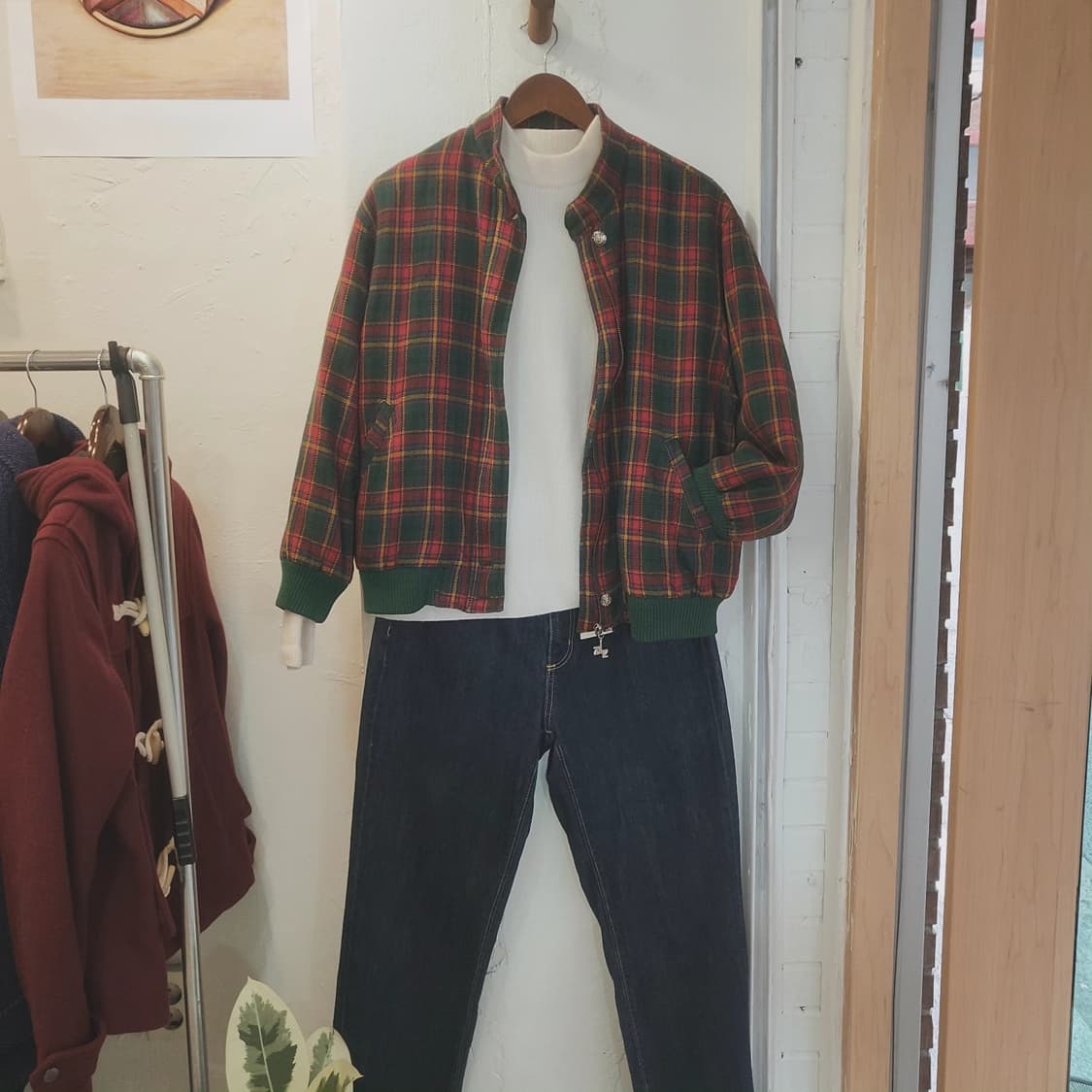 Grace 체크 모직 봄버자켓 여자 free 상품이미지2