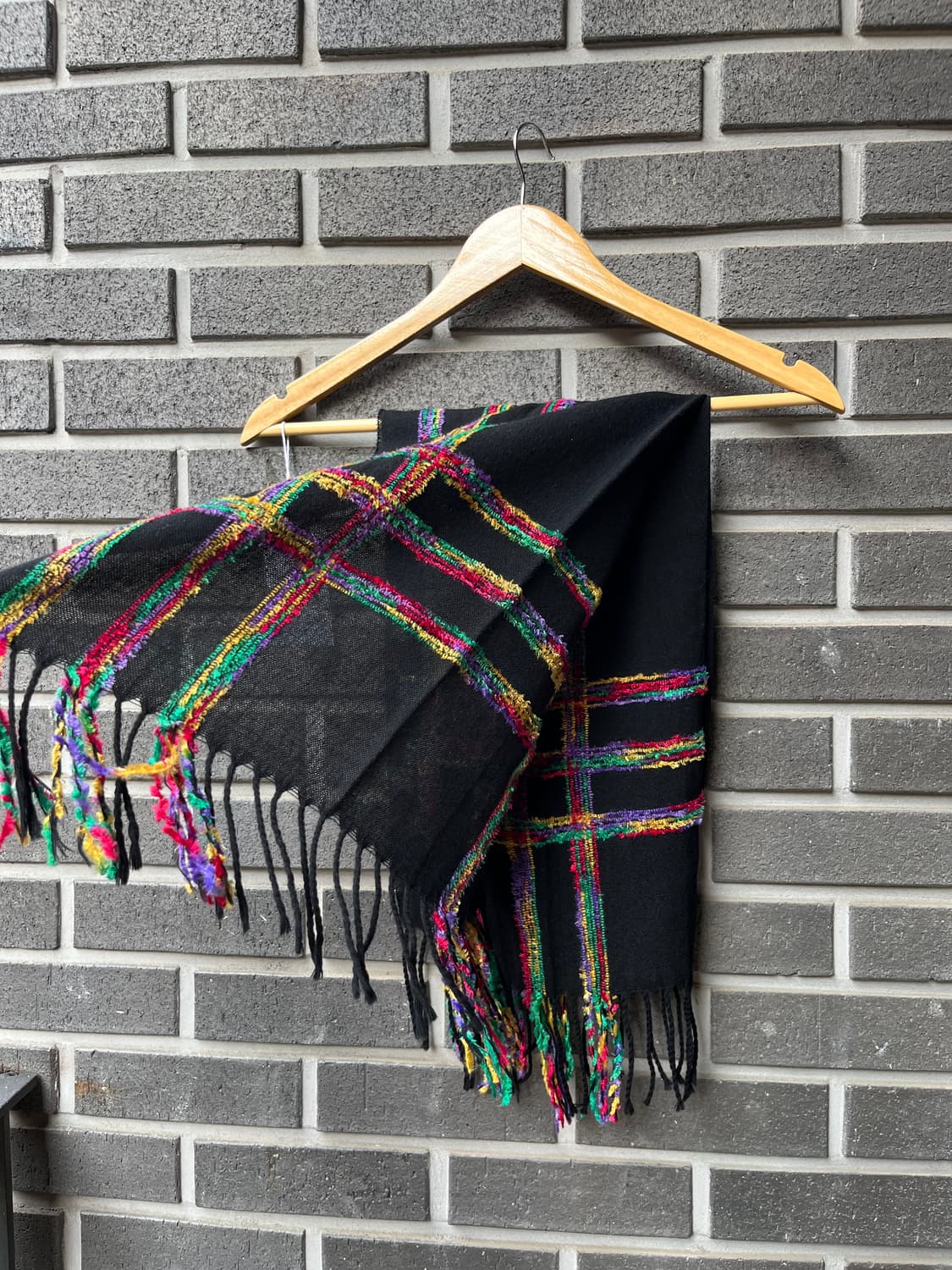 트위드 체크패턴 머플러 블랙 상품이미지4