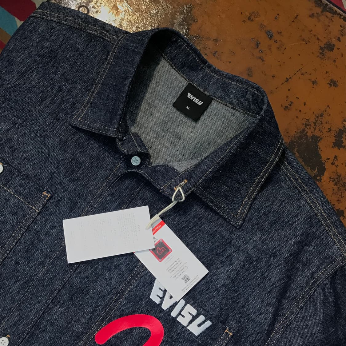 데드스탁 에비수 진청 데님 반팔 셔츠 남성 110 사이즈 상품이미지4