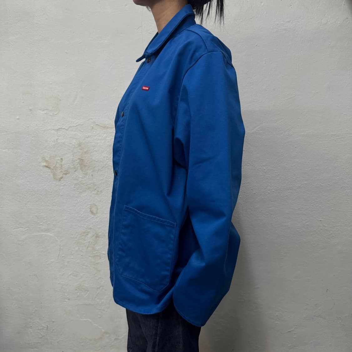 슈프림(SUPREME) 19ss 블루 스몰박스 로고 스냅 프론트 자켓 상품이미지2