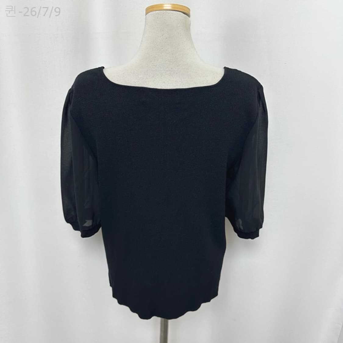 세루티1881 여자 니트 시스루팔 반팔티 검정 77 상품이미지5