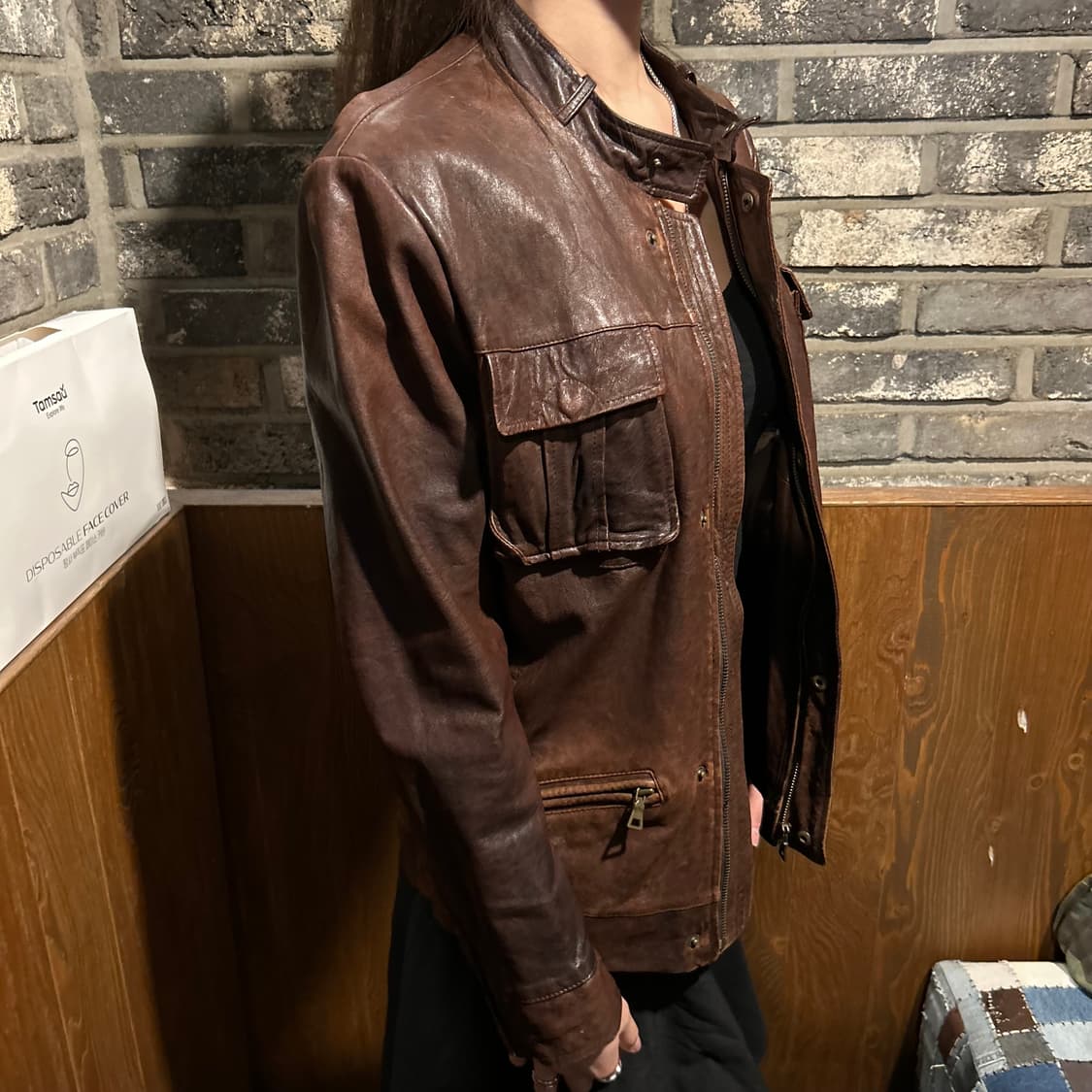 M) 빈티지 멀티 포켓 이탈리안 램스킨 레더 양가죽 자켓 상품이미지10