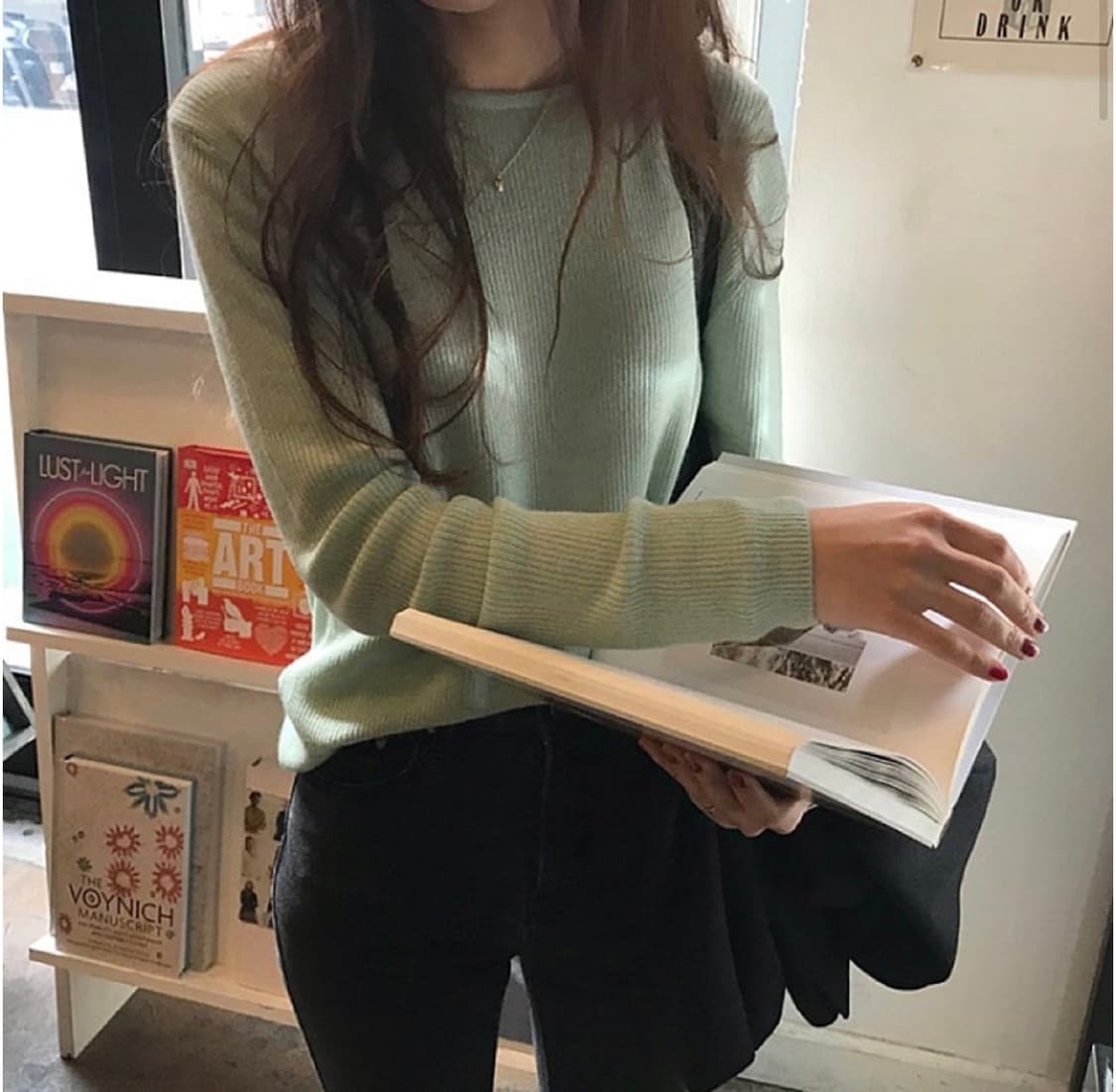 시어드 라인 니트 민트 상품이미지2