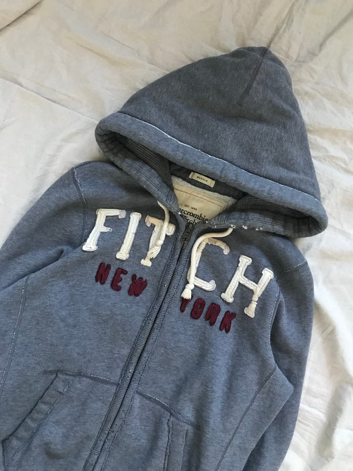 아베크롬비 자수 로고 그레이 후드집업 상품이미지4