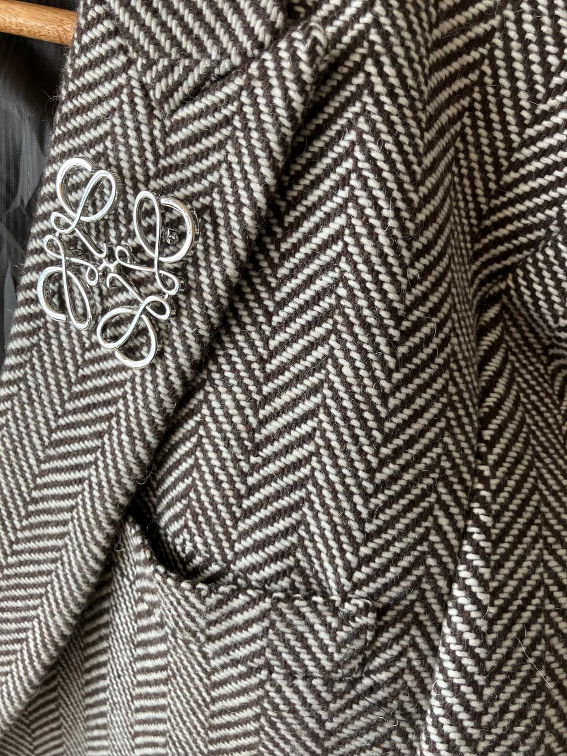 브라운 헤링본 셋업 상의 상품이미지3