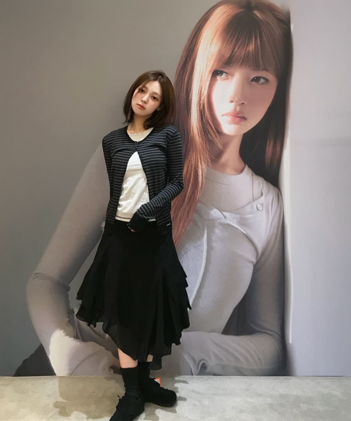 미세키서울 언발란스 레이어드 스커트 블랙  상품이미지2