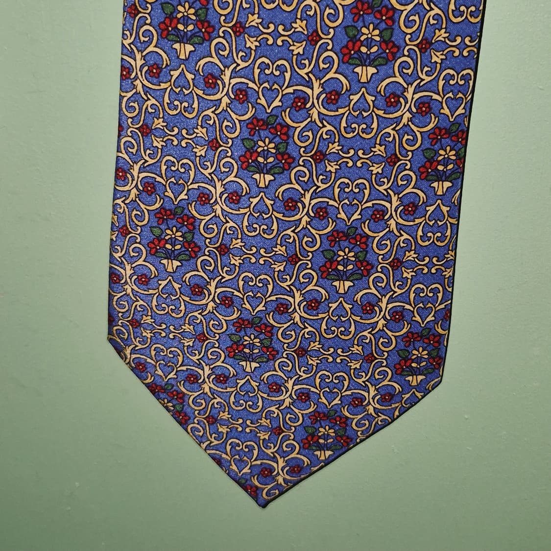 90s 프랑스 니나리치 실크 꽃바구니 넥타이 상품이미지6