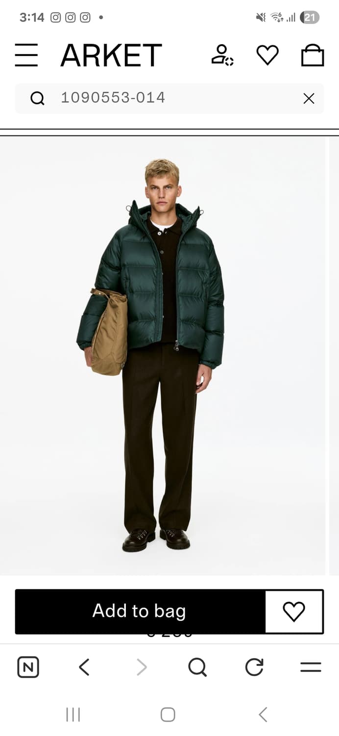 아르켓 다운 패딩 다크그린 색상 상품이미지1