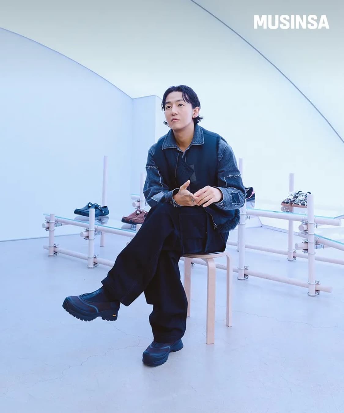 앤더슨벨 초회판 더블 웨이스트 워크 와이드 레그 진 34 상품이미지5